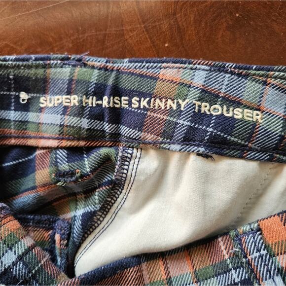 American Eagle Outfitters Super Hi-Rise Skinny Trouser Blue Plaid Ankle Pants 2 - Picture 12 of 13